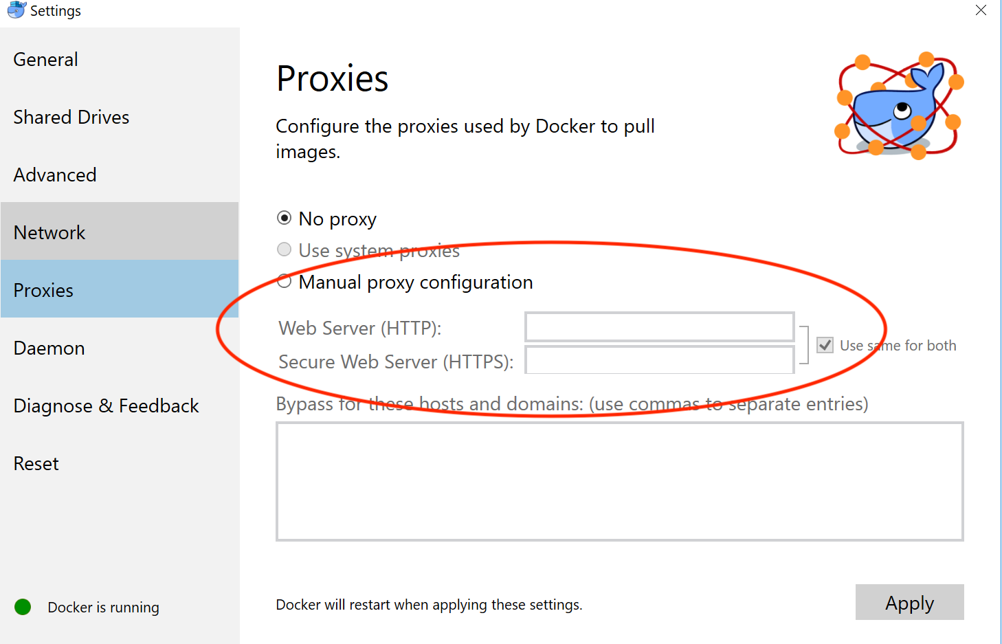 Proxy settings for NAV Windows developer image