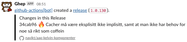 A release posted to Slack